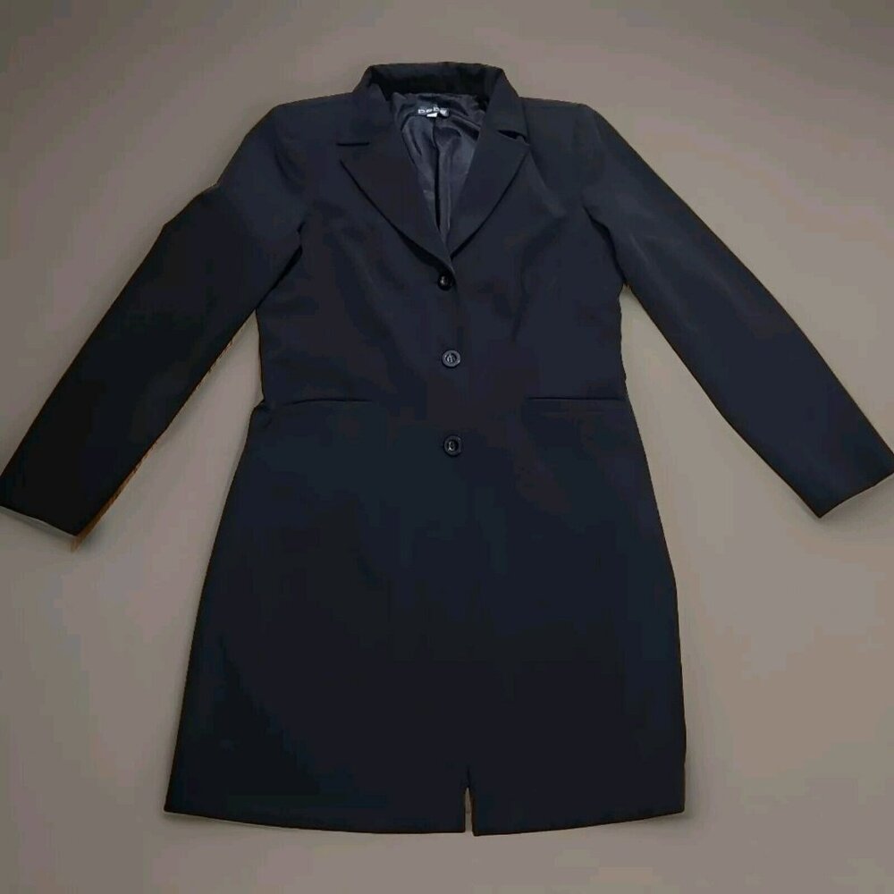 Bebe Women's Long Sport Coat Jacket Blazer Black  Sz 12 Career Office Siren Work